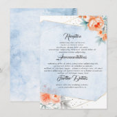 Coral and Dusty Blue Wedding Information Guest Begleitkarte (Vorne/Hinten)
