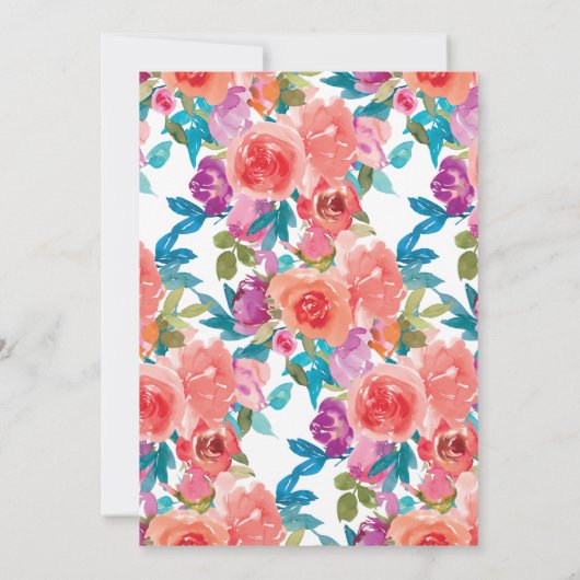 Coral and Fandango Floral Shower by Mail Einladung (Rückseite)