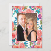 Coral and Fandango Floral Wedding Foto Einladung (Rückseite)