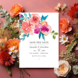 Coral and Fandango Floral Wedding Foto Save The Date