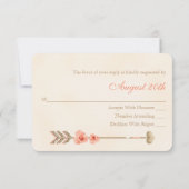 Coral and Gold Boho Dreamcatcher Wedding RSVP Card Karte (Rückseite)