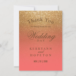 Coral and Gold Glitzer - Vielen Dank Dankeskarte