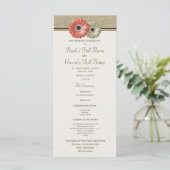 Coral and Ivory Gerbera Daisy Wedding Program Programm (Stehend Vorderseite)
