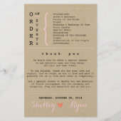 Coral and Kraft Simple Heart Wedding Program (Rückseite)
