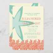 Coral and Mint Starfish Bridal Dusche Einladung (Vorne/Hinten)