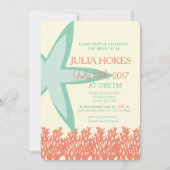 Coral and Mint Starfish Bridal Dusche Einladung (Vorderseite)