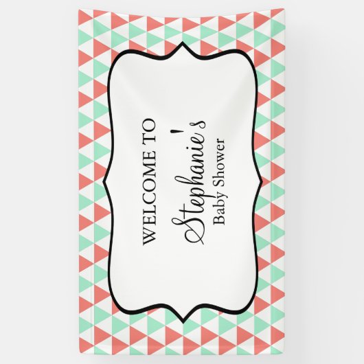 Coral and Mint Triangle Muster Kinderdusche Banner (Vertikal)