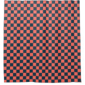 Coral and navy checkerboard pattern duschvorhang (Vorderseite)