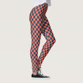 Coral and navy checkerboard pattern leggings (Rechts)