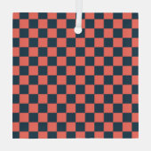 Coral and navy checkerboard pattern ornament aus glas (Rückseite)