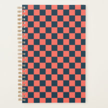 Coral and navy checkerboard pattern