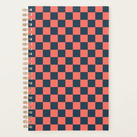 Coral and navy checkerboard pattern planer (Vorderseite)