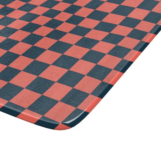 Coral and navy checkerboard pattern schneidebrett (Ecke)