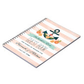 Coral and Navy Nautical Anchor Wedding Guest Book Notizblock (Linke Seite)