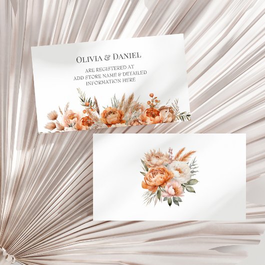 Coral and Peach Dry Blume Wedding Registry Begleitkarte