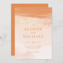 Coral and Peach Watercolor Wash Moderne Hochzeit