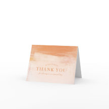 Coral and Peach Watercolor Wash Thank You Card