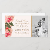 Coral and Pink Peonies Vielen Dank Foto Card (4x8) Dankeskarte (Vorne/Hinten)