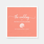 Coral and White Seashell Beach Wedding Serviette (Vorderseite)