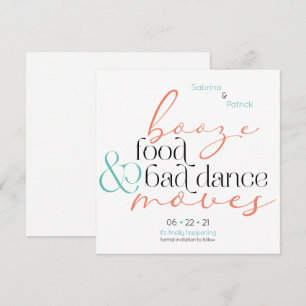 Coral Aqua Booze Food Bad Dance Moves Rettete das Einladung
