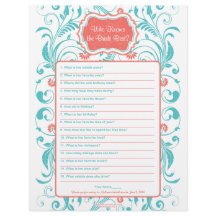 Coral Aqua Floral Brie Bestes Brautparty Spiel