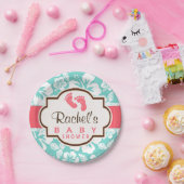 Coral, Aqua Tropical Baby Dusche Pappteller (Party)