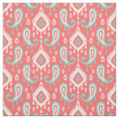 Coral Aqua und Mint Ikat Paisley Stoff (Muster)