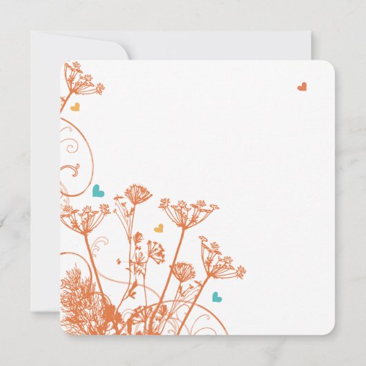Coral Aqua Yellow Wild Flowers Wedding Invitations Einladung (Rückseite)