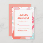 Coral Aquamarin Geometric Artistic | Modernes Abst RSVP Karte (Vorne/Hinten)