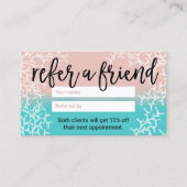 Coral & Aquamarin Makeup Friseur Schönheitssalon W Empfehlungskarte (Vorderseite)