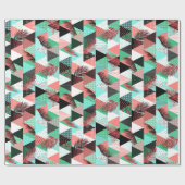 Coral Aquamarin Memphis Style Dreiecke Geschenkpapier (Flach)