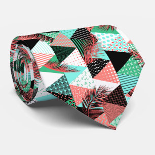 Coral Aquamarin Memphis Style Krawatte
