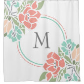 Coral & Aquamarin Moderne Blumenwelt Duschvorhang (Vorderseite)