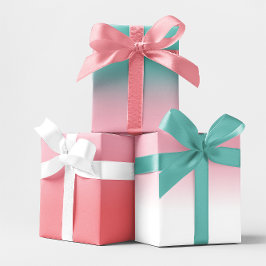 Coral Aquamarin Weiß und leicht Rosa Ombre Mix Geschenkpapier Set