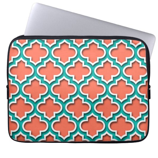 Coral Aquamarin White marokkanisches Quatrefolie # Laptopschutzhülle (Vorderseite)