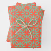 Coral Aquamarine Flower Seamless Pattern Geschenkpapier Set (Beispiel)