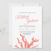 Coral Aquarell Art Malerei Hochzeit Foto Einladung (Vorderseite)