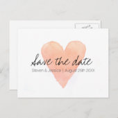 Coral Aquarellherz Save the Date Postkarten (Vorne/Hinten)