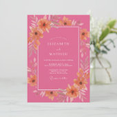 Coral Artistic Bloom Hochzeit Einladung (Stehend Vorderseite)