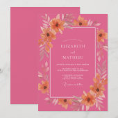 Coral Artistic Bloom Hochzeit Einladung (Vorne/Hinten)