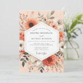 Coral Artistic Bloom Wedding Einladung (Stehend Vorderseite)