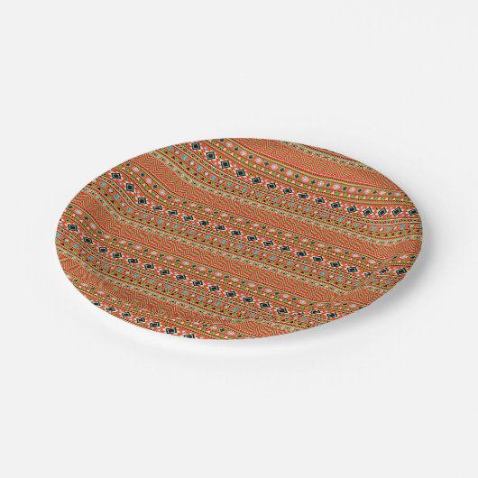 Coral Aztec Style Südwest Muster Pappteller (Schrägansicht)