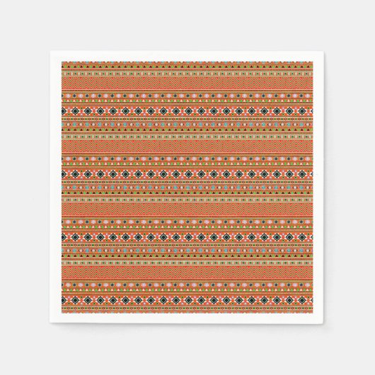 Coral Aztec Style Südwest Muster Serviette (Vorderseite)