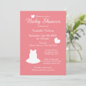 Coral Ballerina Baby Dusche Einladungen mit Tutu (Stehend Vorderseite)