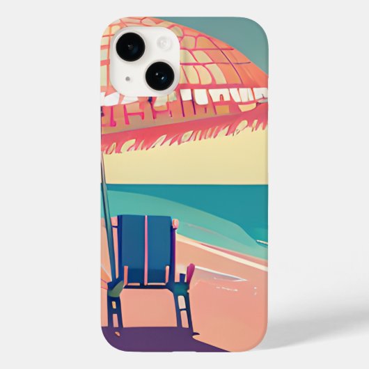 Coral Beach Chair, Regenschirm, Aquamariner Strand Case-Mate iPhone Hülle (Rückseite)