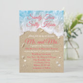 Coral Beach Waves Einladung zum Hochzeitsfeiern (Stehend Vorderseite)