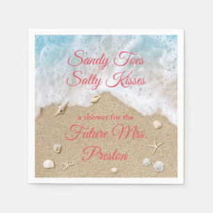 Coral Beach Waves Sandy Toes Brautparty Serviette