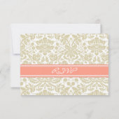 Coral Beige Damask UAWG Wedding Card RSVP Karte (Rückseite)