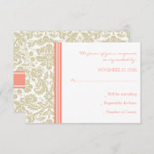 Coral Beige Damask UAWG Wedding Card RSVP Karte (Vorne/Hinten)