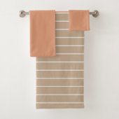 Coral Beige Zwei Tone Streifen Badhandtuch Set (Insitu)